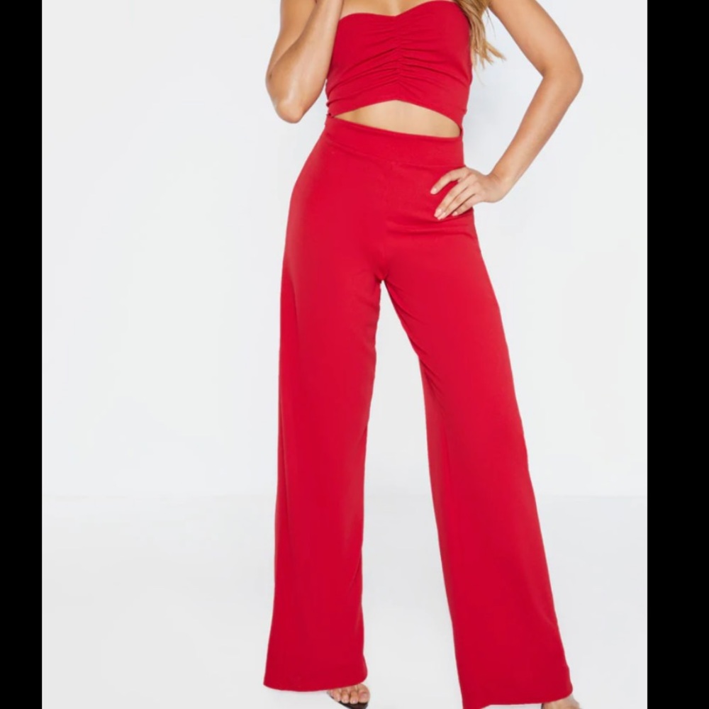 Pretty Little Thing tall scarlet cutout jumpsuit